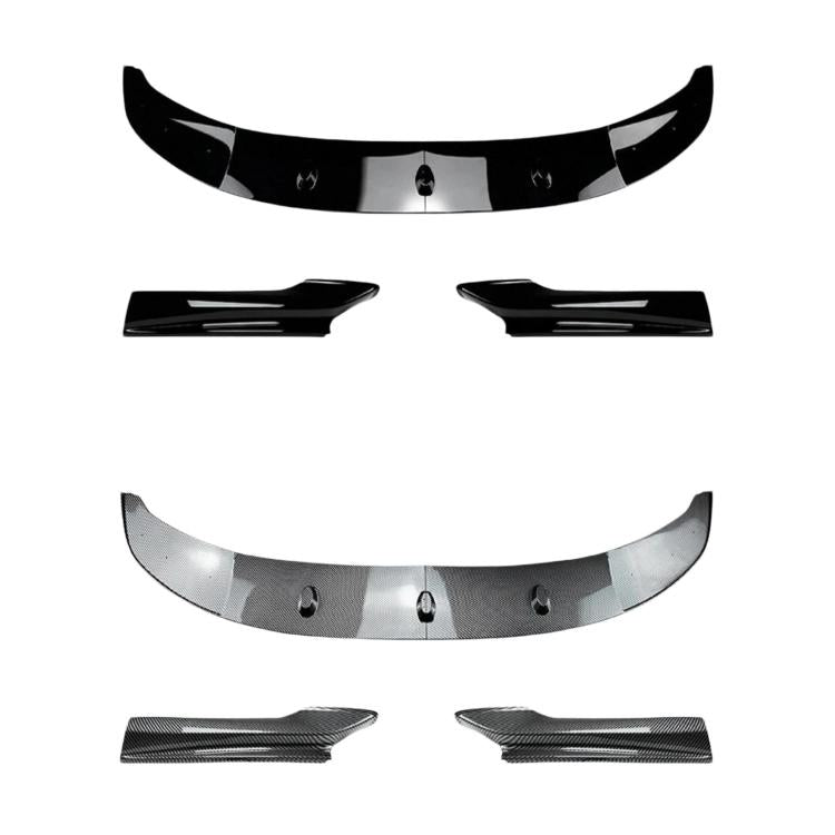 Front lip and bumper corner trim set, black and carbon-fiber style finishes