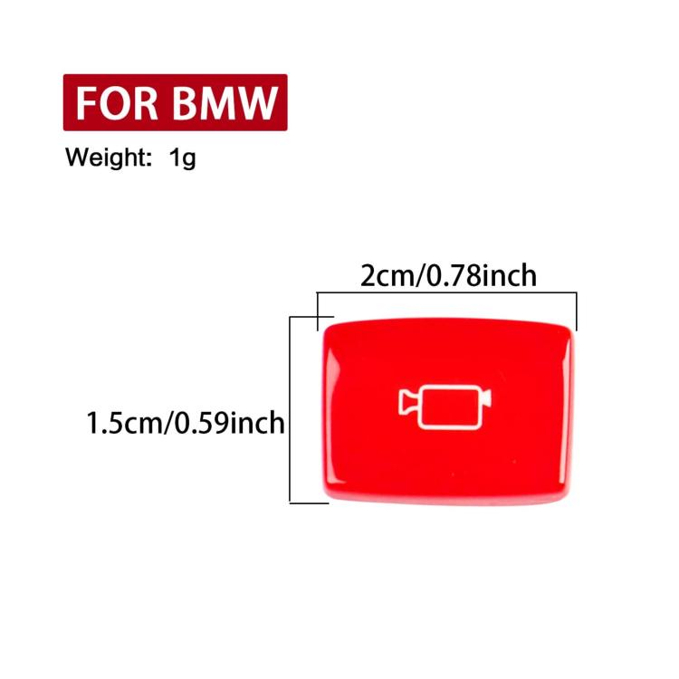 Red rear camera switch button with white outline icon and size diagram
