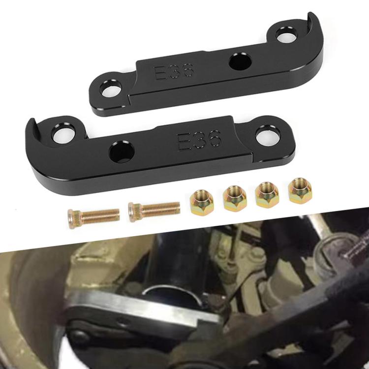 Steering lock retrofit adapter, black aluminum bracket with E36 marking and bolt holes