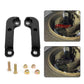 Steering lock retrofit adapter bracket set, black with bolts and yellow lock nuts shown