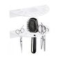 White acrylic scissor holder wall bracket holding hair scissors and brush tools