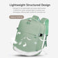 Mint structured laptop backpack with top handle and adjustable shoulder straps.