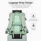 Water-resistant travel laptop backpack in mint green, luggage strap handle design