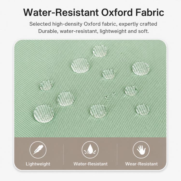 Mint green water-resistant Oxford fabric backpack with subtle pattern texture