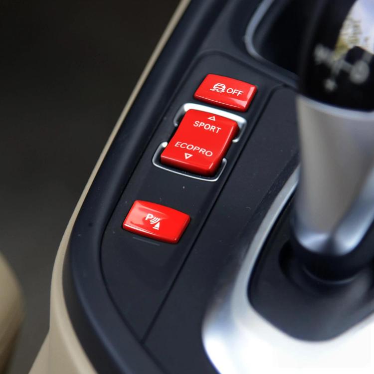 Red chassis gear button set with OFF, SPORT, ECOPRO and P buttons