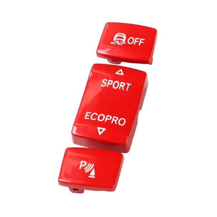 Red chassis gear buttons set with OFF, SPORT, ECOPRO and P icons