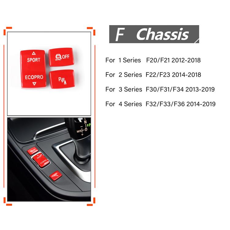 Red chassis gear button set with F Chassis compatibility label and button layout