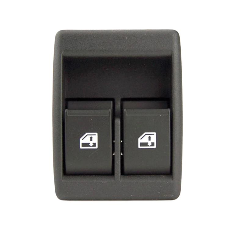 Car window switch with two dark rocker buttons and window-lift icons