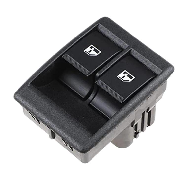 Car window switch housing with two window control rockers and icons
