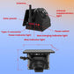 Black dash camera showing antenna, solar panels, power switch, and indicator lights.