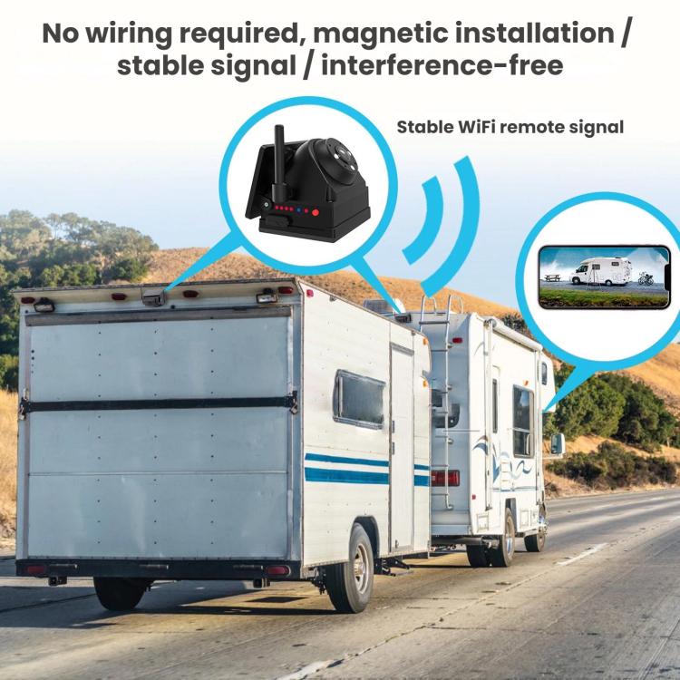Black magnetic dash camera with antenna, installed on a vehicle side panel.