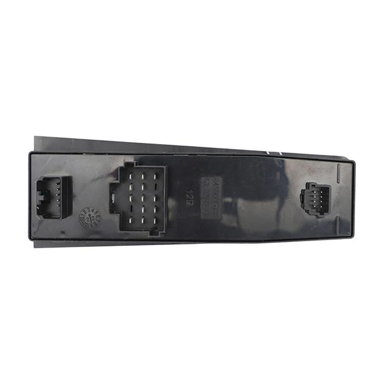 Car window switch rear panel with multi-pin electrical connectors, black