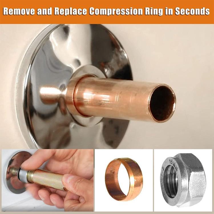 Compression sleeve puller tool removing compression ring from copper pipe fitting