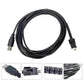 Black diagnostic cable with USB connector ends and molded strain relief