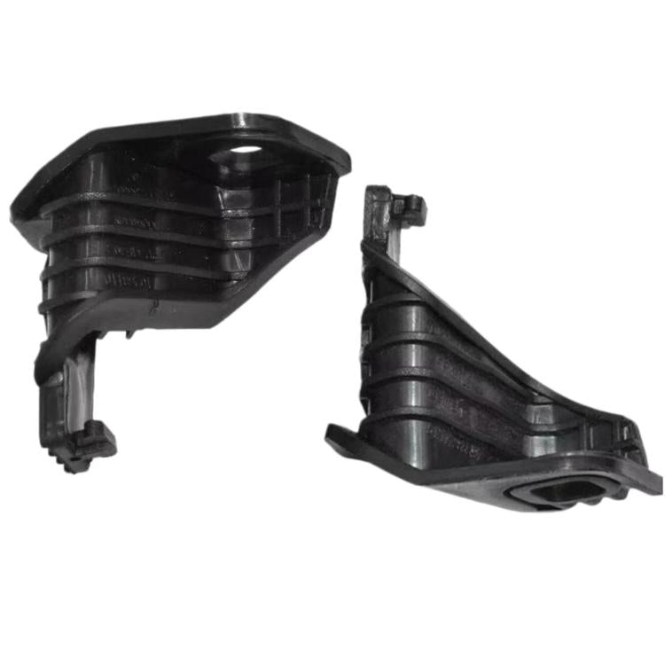 Front headlight bracket retainer clip, black plastic, curved spring tabs