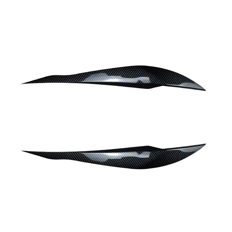 Carbon fiber headlight eyebrow decal pair with textured curved design for BMW 3 Series F30/F31