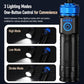 Blue LED gooseneck work light flashlight with black body and blue control panel