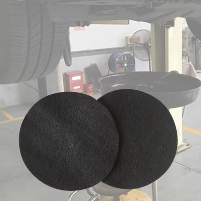 Black round oil drain splash pad mat set, two pieces