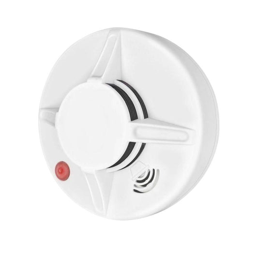 White standalone smoke alarm with red status light and alarm speaker vents
