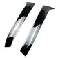 Two glossy black rear spoiler trim fins with a curved aerodynamic profile