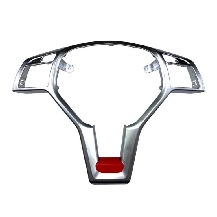 Steering wheel modification decal set, silver finish with red accent trim and panel edges