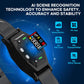 Black GPS pet training collar main unit with colorful backlit display, close-up.