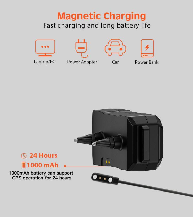 Black magnetic charging adapter for GPS dog fence collar with cable