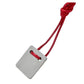 Metal paint scraper tool with red lanyard and hanging loop