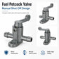 Manual fuel petcock valve with lever shut-off design and two barbed hose ends