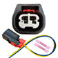 Coolant temperature sensor connector, black housing with white 4-pin plug and red insert