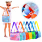 Kids mesh beach bag set with single-shoulder straps in assorted bright colors