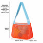 Orange mesh single-shoulder pouch with adjustable shoulder strap and top handle