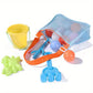Light blue mesh single-shoulder pouch with orange trim and carry strap