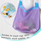 Purple mesh single-shoulder pouch with zipper top and matching shoulder strap