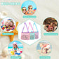 Mesh single-shoulder pouch with colorful straps for beach and school use