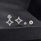 Sterling silver three-piece star and round moissanite stud earrings set