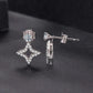 Sterling silver star drop earrings with round center stone and push-back posts