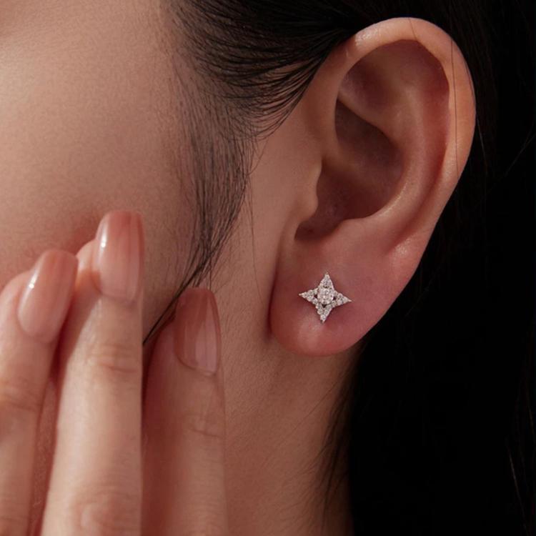 Star-shaped moissanite stud earrings in sterling silver