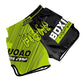 Muay Thai boxing shorts in neon green and black with large dragon graphic.