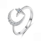 S925 sterling silver open ring with star setting and sparkling center moissanite