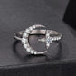 S925 sterling silver open ring with star-shaped moissanite clusters