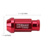 Red M12x1.5 racing wheel nut showing size measurements, anodized aluminum