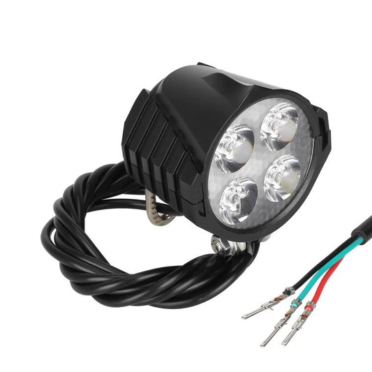 Black 4-LED electric scooter headlight with horn, front lamp and cable with wire terminals