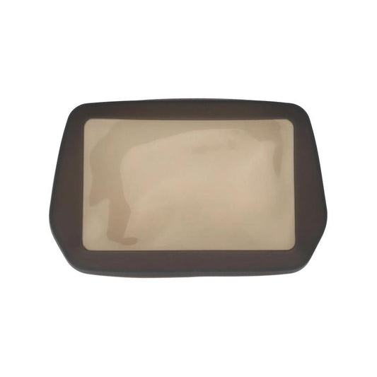 Black silicone dashboard screen cover for electric scooter display, rounded rectangle