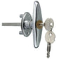 Garage door emergency lock cylinder with keys and chrome lever handle
