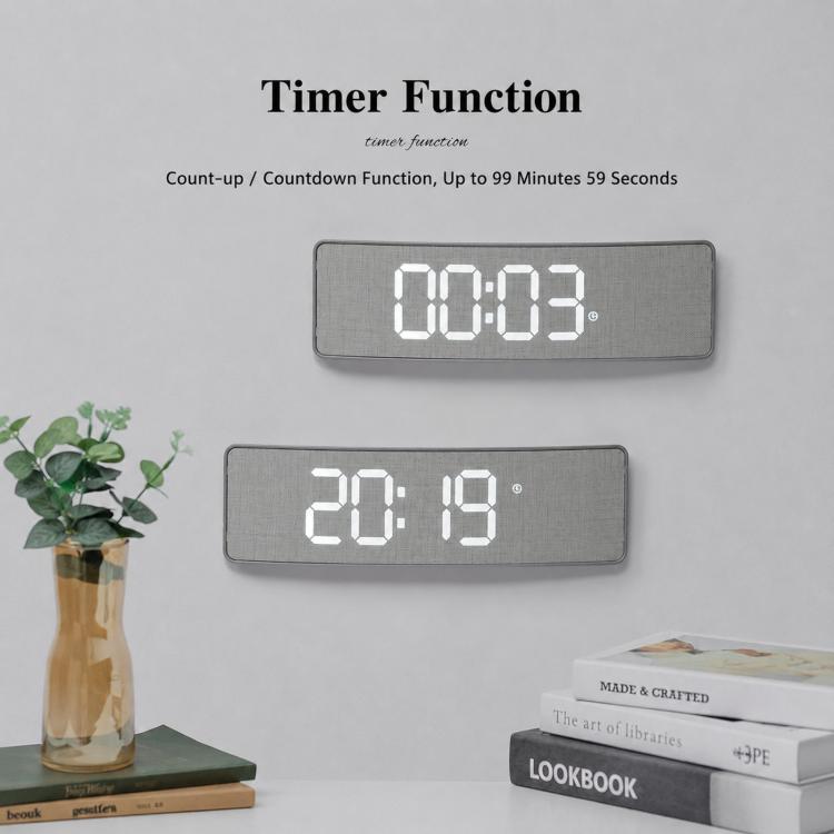 Digital LED wall clock showing countdown timer, gray body with white numerals