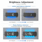 Curved LED wall clock with adjustable ambient brightness, black face and blue backlight