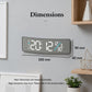 Curved digital LED wall clock with white numerals on dark face; size marked 300 mm