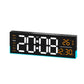 Black LED digital clock with orange segmented time, weekday, temperature and date