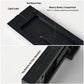 Black LED wall clock back panel showing wall mount hole, cable outlet, and battery compartment